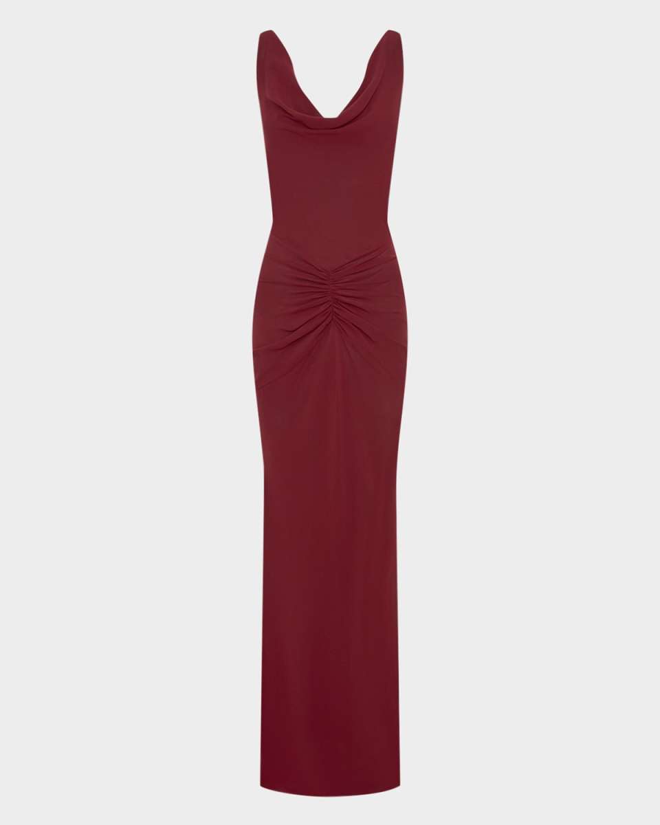 Calia Cutout Cowl-Neck Column Gown